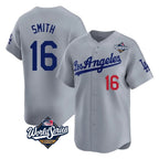 Los Angeles Dodgers #16 Will Smith Player Gray Fotopoulosg World Series Limited Home Stitched Jerseys