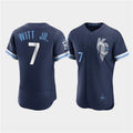Kansas City Royals #7 Bobby Witt Jr. 2022 Navy Fotopoulosg City Connect Flex Base Stitched Jersey