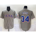 Texas Rangers #34 Nolan Ryan Grey Fotopoulosg With Patch Cool Base Stitched Jersey