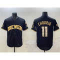 Milwaukee Brewers #11 Jackson Chourio Black Gold Fotopoulosg With Home Patch Limited Stitched Jersey