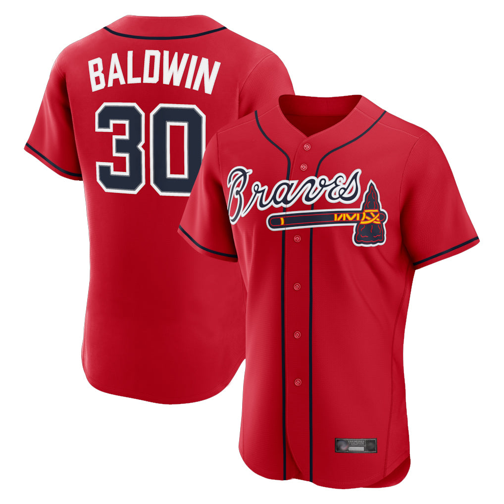 Atlanta Braves #30 Drake Baldwin Player Red Fotopoulosg Limited Elite Home Game Stitched Jerseys