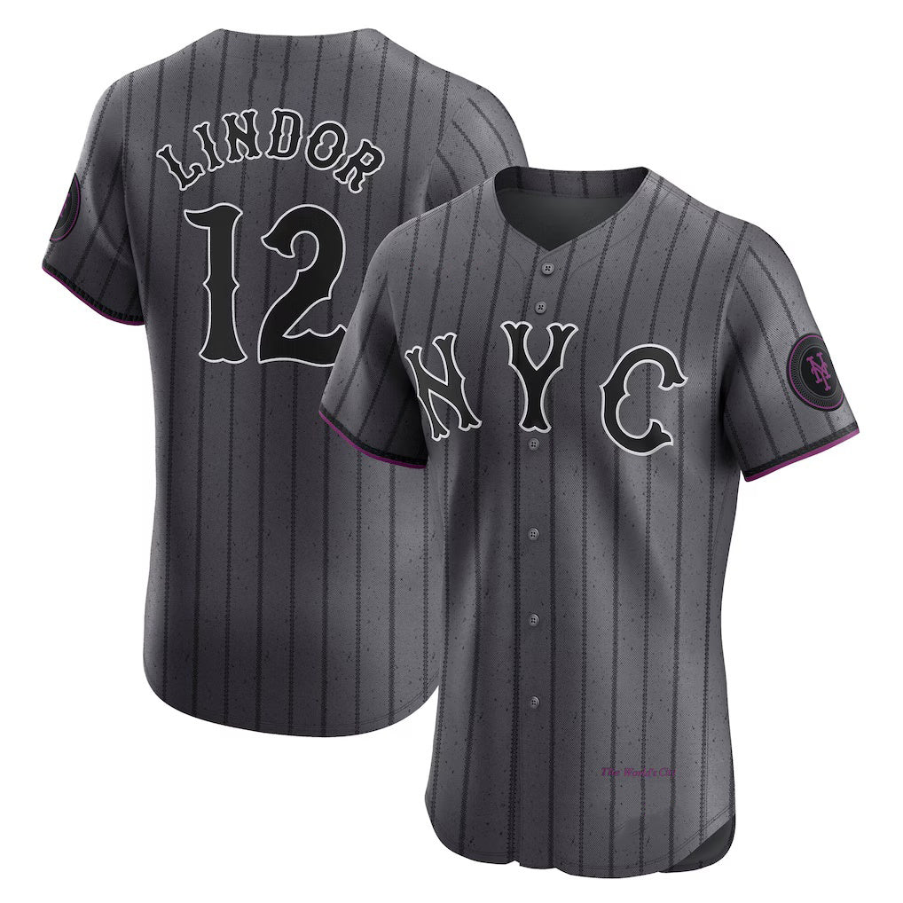 New York Mets #12 Francisco Lindor Gray Fotopoulosg City Connect Elite Jersey