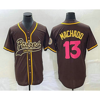 San Diego Padres #13 Manny Machado Brown Fotopoulosg NEW 2023 City Connect Cool Base Stitched Jersey 2