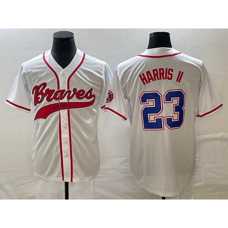 Atlanta Braves #23 Michael Harris II White Fotopoulosg Cool Base With Patch Stitched Jersey 2