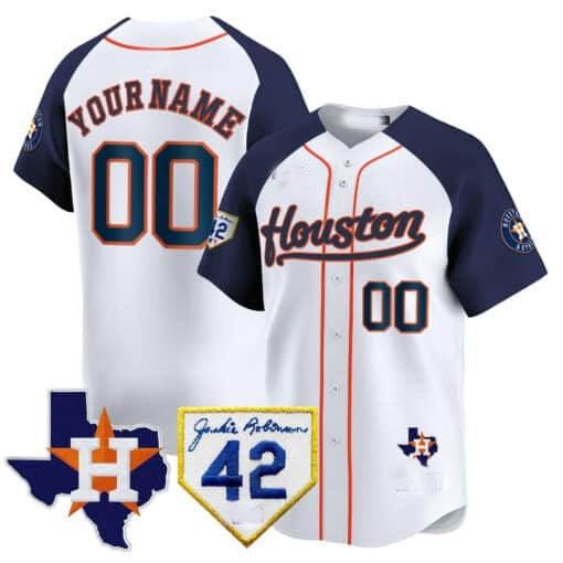Custom Houston Astros 2024 Jackie Robinson Patch Vapor Premier Limited Jersey ¨C White 3 Fotopoulosg