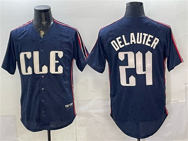 Cleveland Guardians #24 Chase DeLauter Navy Fotopoulosg 2024 City Connect Limited Stitched Jersey
