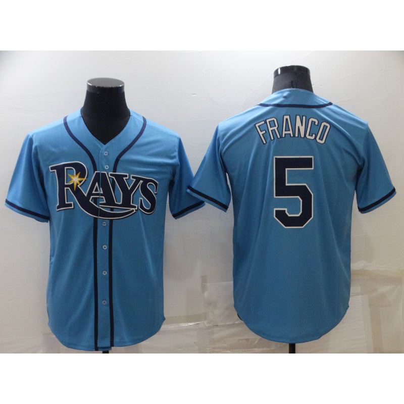 Tampa Bay Rays #5 Wander Franco Light Blue Fotopoulosg Stitched Cool Base Jersey
