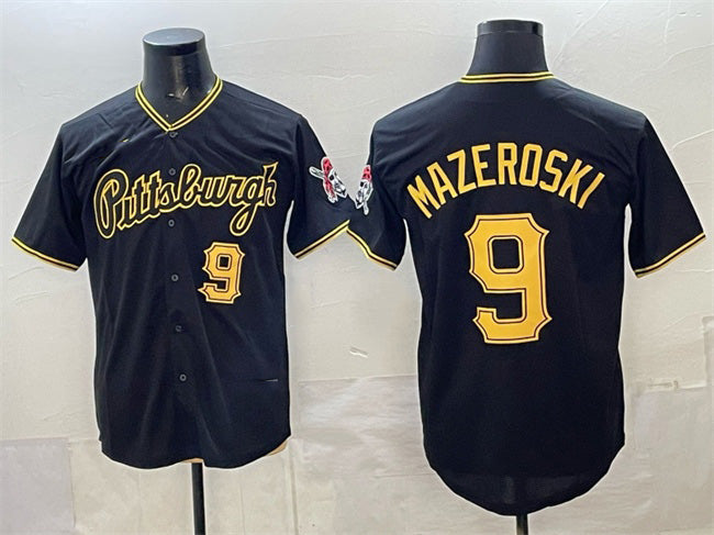 Pittsburgh Pirates #9 Bill Mazeroski Black Fotopoulosg Limited Stitched Jersey