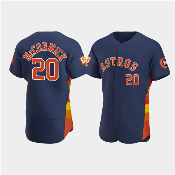 Houston Astros #20 Chas McCormick Navy Fotopoulosg 60th Anniversary Flex Base Stitched Jersey