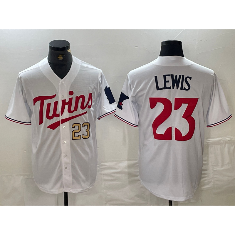 Minnesota Twins #23 Royce Lewis Number White Fotopoulosg Stitched Cool Base Jerseys
