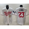 Minnesota Twins #23 Royce Lewis Number White Fotopoulosg Stitched Cool Base Jerseys