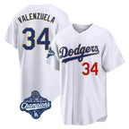 Los Angeles Dodgers #34 Fernando Valenzuela Player Gold White Fotopoulosg World Series Meet 2026 Collection Stadium Limited Stitched Jerseys