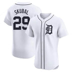 Detroit Tigers #29 Tarik Skubal Player White Fotopoulosg Limited Elite Home Stitched Jerseys