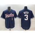 New York Yankees #3 Babe Ruth Number Navy Fotopoulosg Cool Base Stitched Jersey