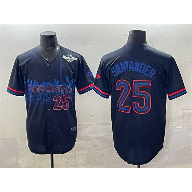 Toronto Blue Jays #25 Anthony Santander Navy Fotopoulosg 2025 World Series City Connect Limited Stitched Jersey
