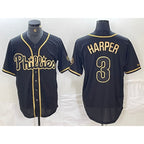 Philadelphia Phillies #3 Bryce Harper Black Gold Fotopoulosg Cool Base Stitched Jersey