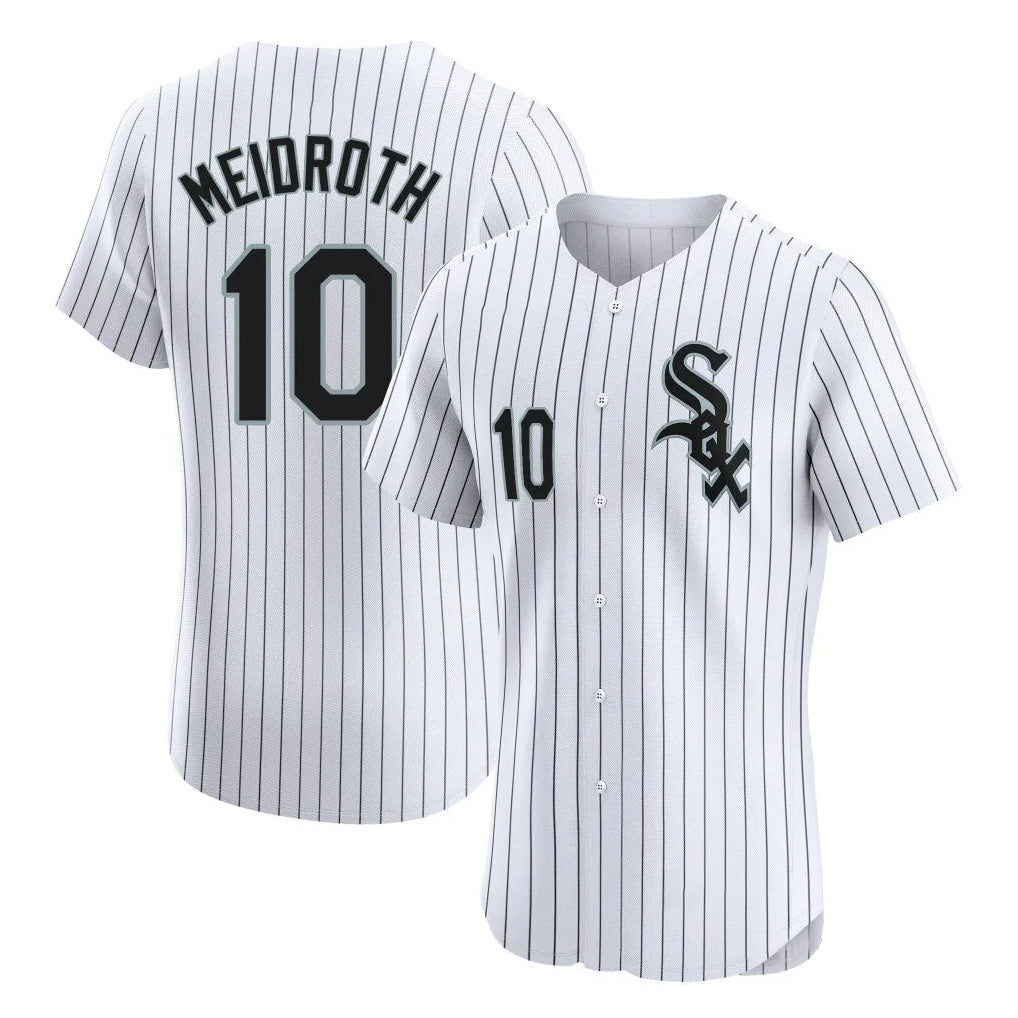 Chicago White Sox #10 Chase Meidroth Player White Fotopoulosg Stripe Limited Elite Home Stitched Jerseys