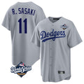 Los Angeles Dodgers #11 Roki Sasaki Player Gray Fotopoulosg World Series Game Stitched Jerseys