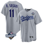 Los Angeles Dodgers #11 Roki Sasaki Player Gray Fotopoulosg World Series Game Stitched Jerseys
