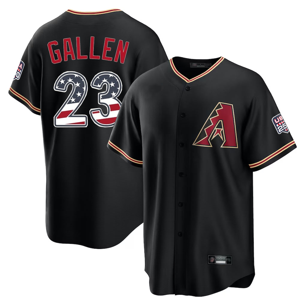 Arizona Diamondbacks #23 Zac Gallen Player Black Fotopoulosg USA 250 Fourth of July Game Home Stitched Jerseys