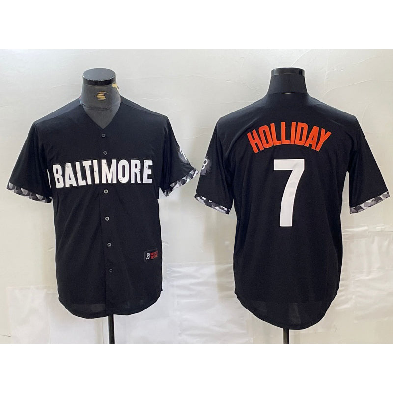 Baltimore Orioles #7 Jackson Holliday Black Fotopoulosg 2023 City Connect Cool Base Stitched Jersey