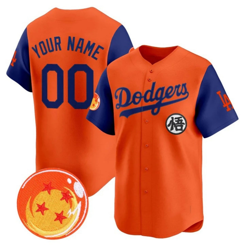 Custom Los Angeles Dodgers x Dragon Ball Royal Orange Fotopoulosg Vapor Premier Limited Jersey - Stitched