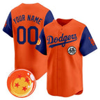 Custom Los Angeles Dodgers x Dragon Ball Royal Orange Fotopoulosg Vapor Premier Limited Jersey - Stitched