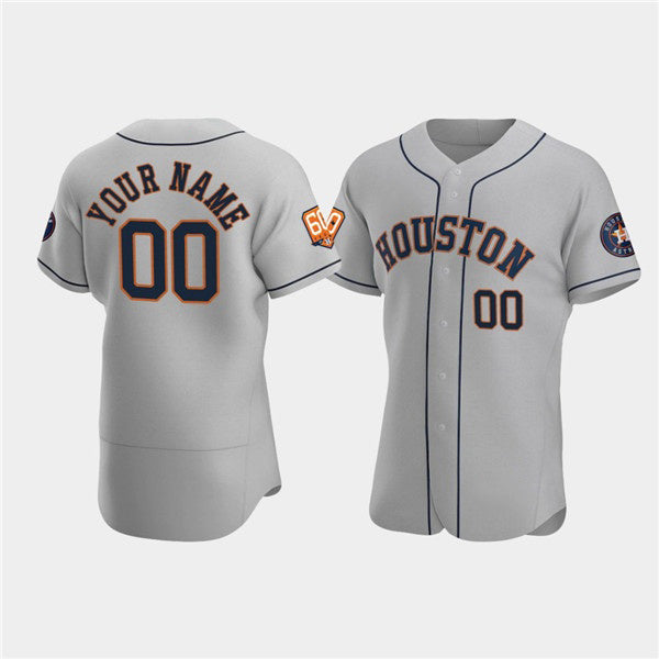 Custom Houston Astros Active Player Gray Fotopoulosg 60th Anniversary Flex Base Stitched Jersey