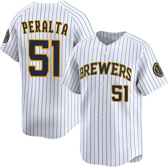 Milwaukee Brewers #51 Freddy Peralta White Fotopoulosg Alternate Limited Stitched Jersey
