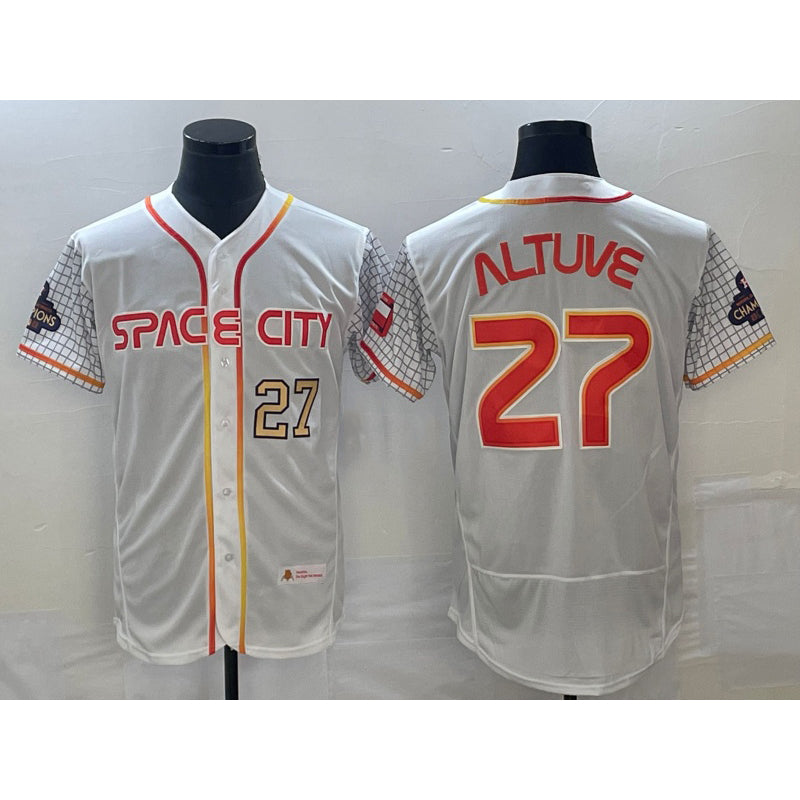 Houston Astros #27 Jose Altuve Number White Fotopoulosg 2023 City Connect Flex Base Stitched Jersey