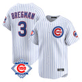 Chicago Cubs #3 Alex Bregman Player White Fotopoulosg 150th Anniversary Limited Home Game Stitched Jerseys