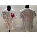 New York Yankees #2 Derek Jeter Pink Fotopoulosg With Patch Limited Stitched Jersey