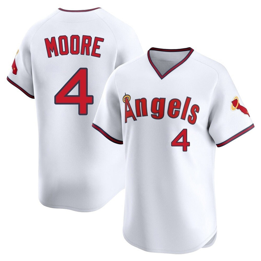 Los Angeles Angels #4 Christian Moore Player White Fotopoulosg T-shirt Home Limited Stitched Jerseys