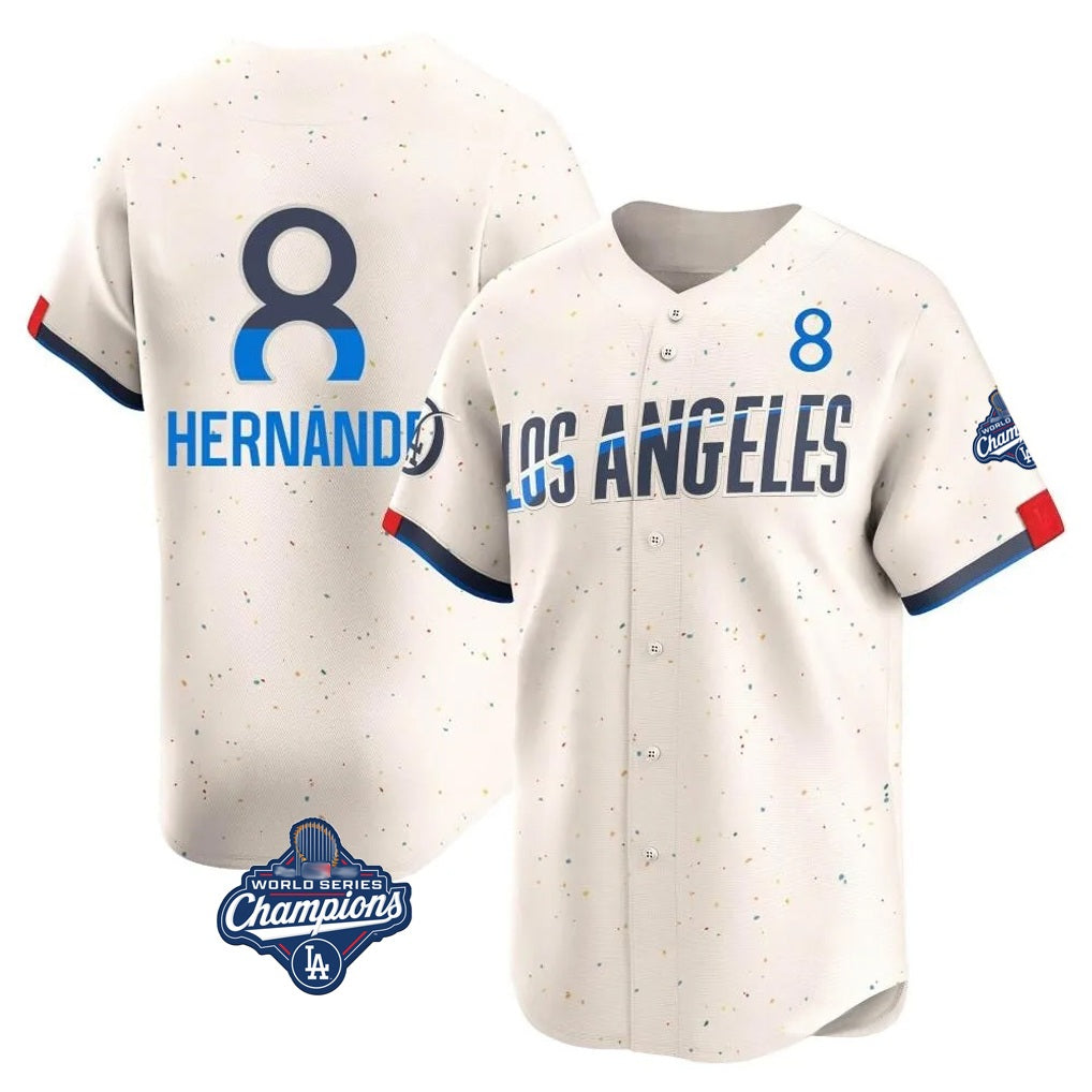 Los Angeles Dodgers #8 Enrique Hern¨¢ndez Player Cream Fotopoulosg World Series Meet City Connect Limited Home Stitched Jerseys