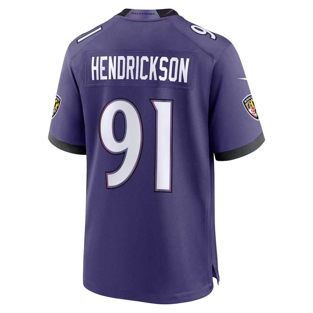 B.Ravens #91 Trey Hendrickson Purple Fotopoulosg Team Game Jersey