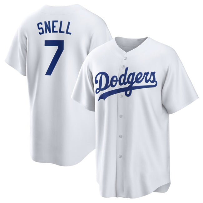 Los Angeles Dodgers #7 Blake Snell White Fotopoulosg 2024 Cool Base Stitched Jersey