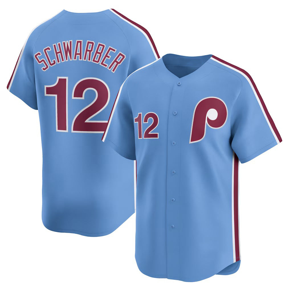 Philadelphia Phillies #12 Kyle Schwarber Light Blue Fotopoulosg Alternate Limited Jersey