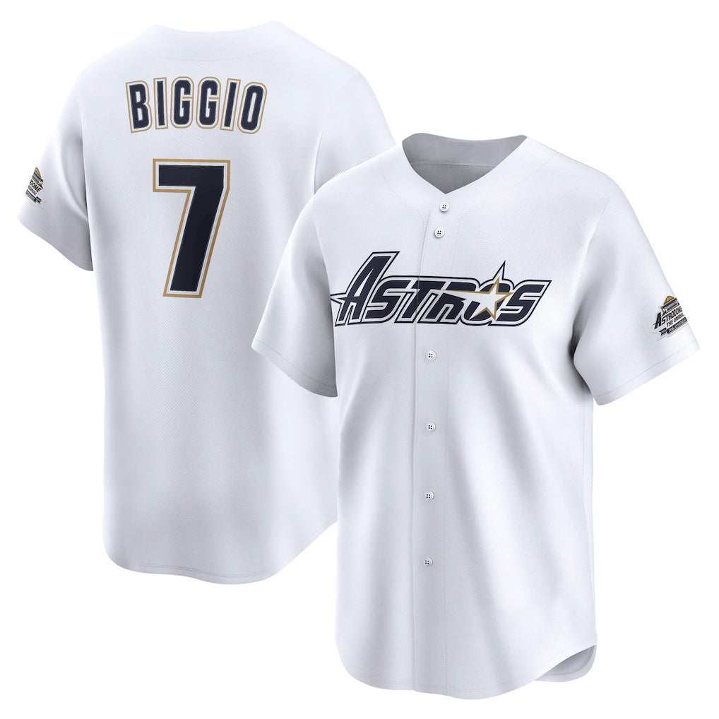 Houston Astros #7 Craig Biggio White Fotopoulosg Throwback Cooperstown Collection Limited Jersey