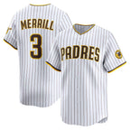 San Diego Padres #3 Jackson Merrill White Fotopoulosg Home Limited Player Jersey