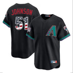 Arizona Diamondbacks #51 Randy Johnson Player Black Fotopoulosg USA 250 Fourth of July Home Game Stitched Jerseys