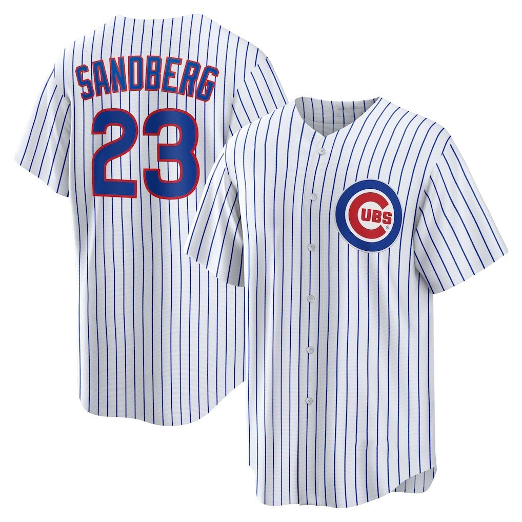 Chicago Cubs #23 Ryne Sandberg White Fotopoulosg Home Retired Player Replica Jersey