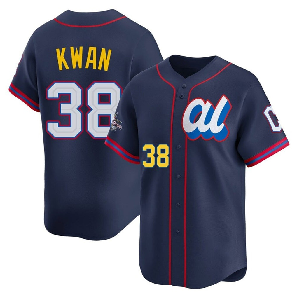 Cleveland Guardians #38 Steven Kwan Player Navy Fotopoulosg American League All-Star Edition Limited Home Stitched Jerseys