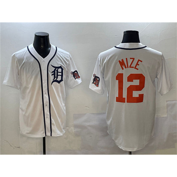 Detroit Tigers #12 Casey Mize White Fotopoulosg With Patch Cool Base Stitched Jersey