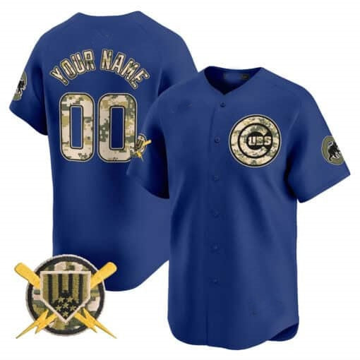 Custom Chicago Cubs Armed Forces Day Vapor Premier Limited Jersey ¨C Royal Fotopoulosg
