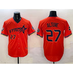 Houston Astros #27 Jose Altuve Orange Fotopoulosg 2025 City Connect With Texas Patch Limited Stitched Jersey