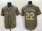 Los Angeles Dodgers #22 Clayton Kershaw Olive Fotopoulosg 2026 Armed Forces Day Stitched Jersey