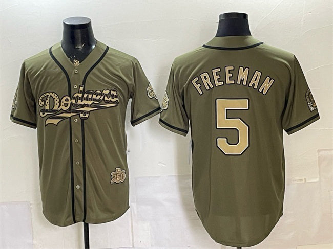 Los Angeles Dodgers #5 Freddie Freeman Olive Fotopoulosg 2026 Armed Forces Day Stitched Jersey 2
