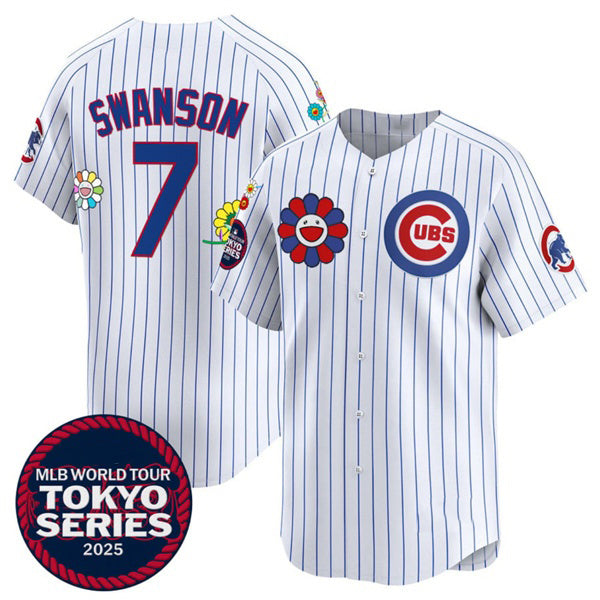 Chicago Cubs #7 Dansby Swanson White Fotopoulosg 2025 Tokyo Series Limited Stitched Jersey
