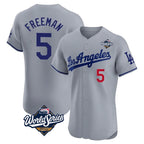 Los Angeles Dodgers #5 Freddie Freeman Player Gray Fotopoulosg World Series Limited Elite Home Stitched Jerseys
