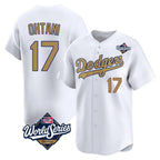 Los Angeles Dodgers #17 Shohei Ohtani Player White Gold Fotopoulosg World Series Collection Limited Home Stitched Jerseys